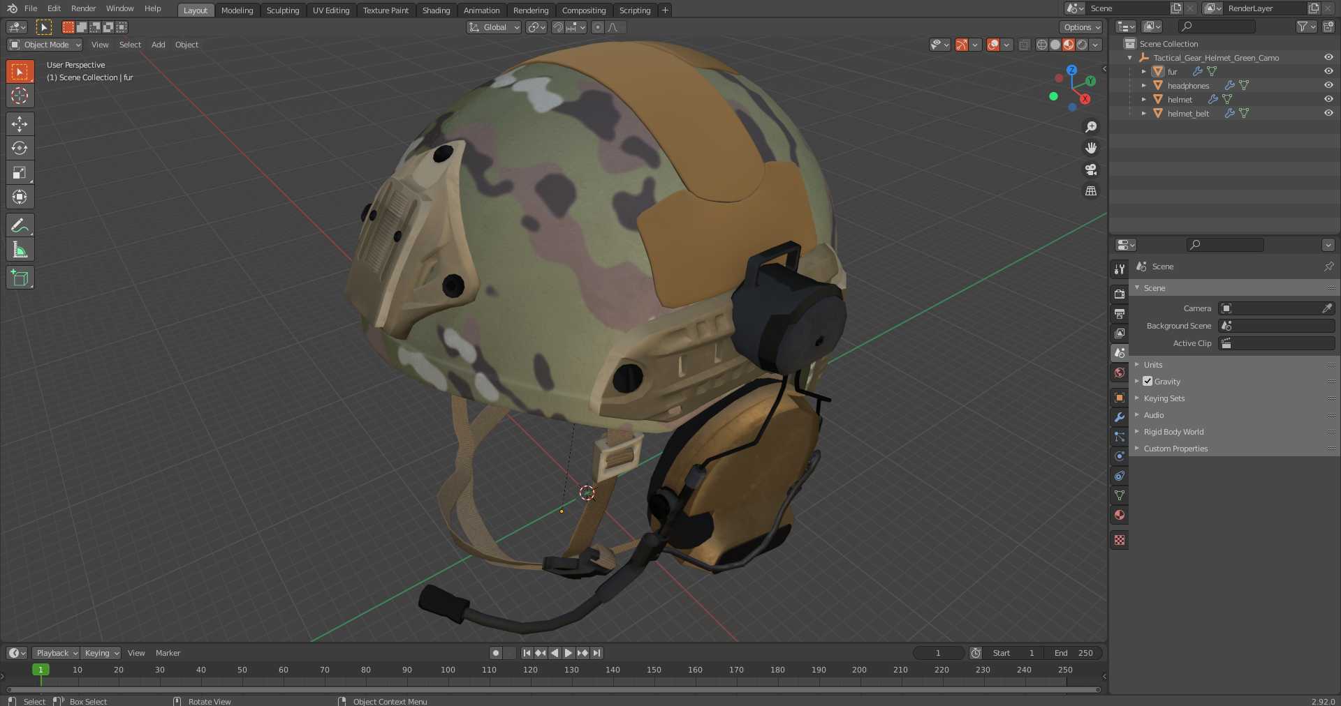 3D Tactical Gear Helmet Green Camo