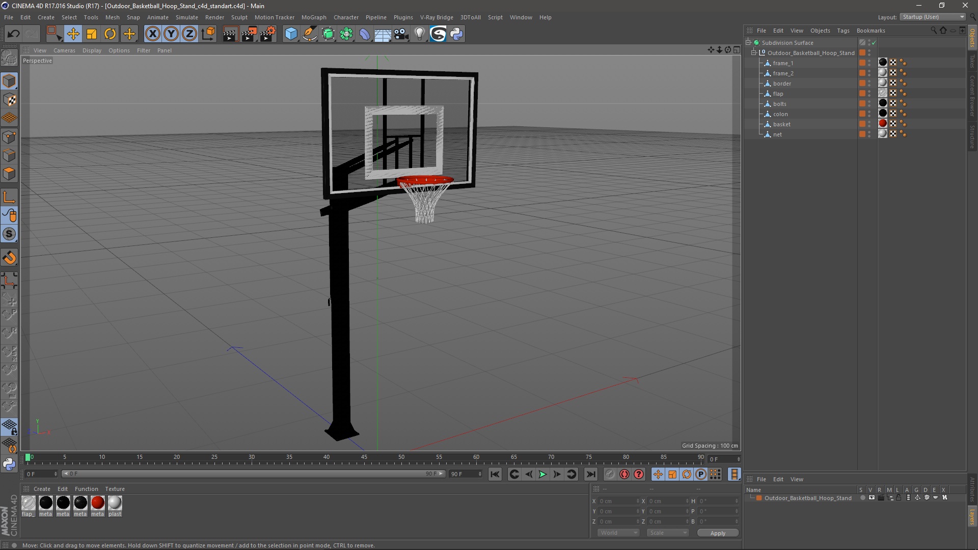 Outdoor Basketball Hoop Stand 3D model