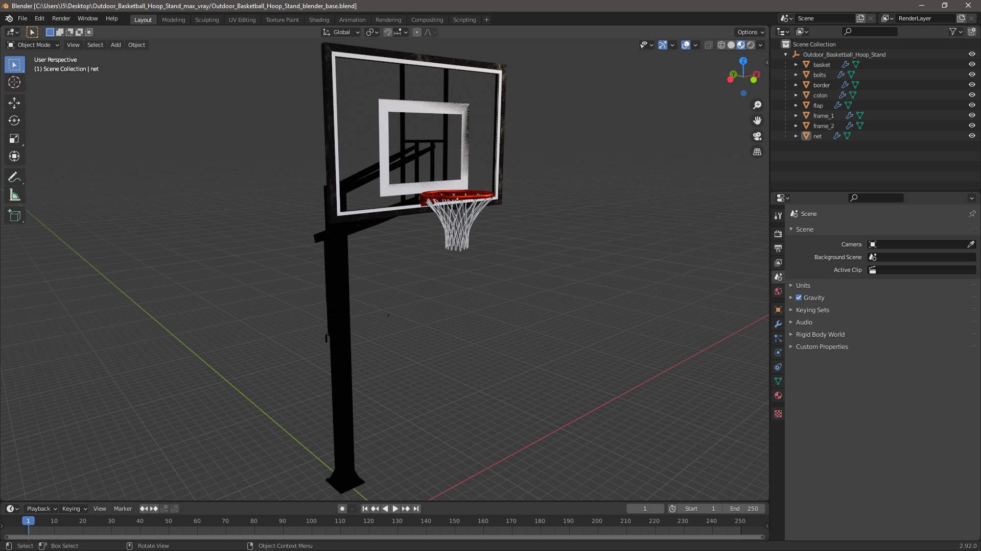 Outdoor Basketball Hoop Stand 3D model