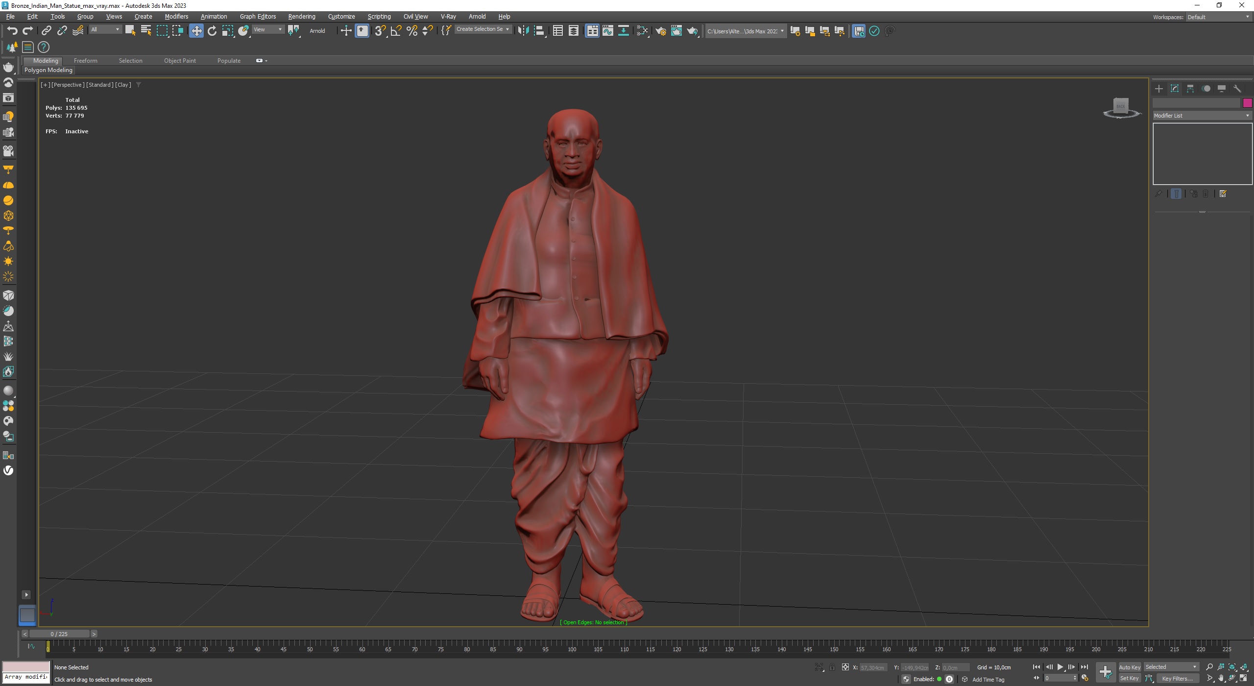 Bronze Indian Man Statue for 3D Print 3D