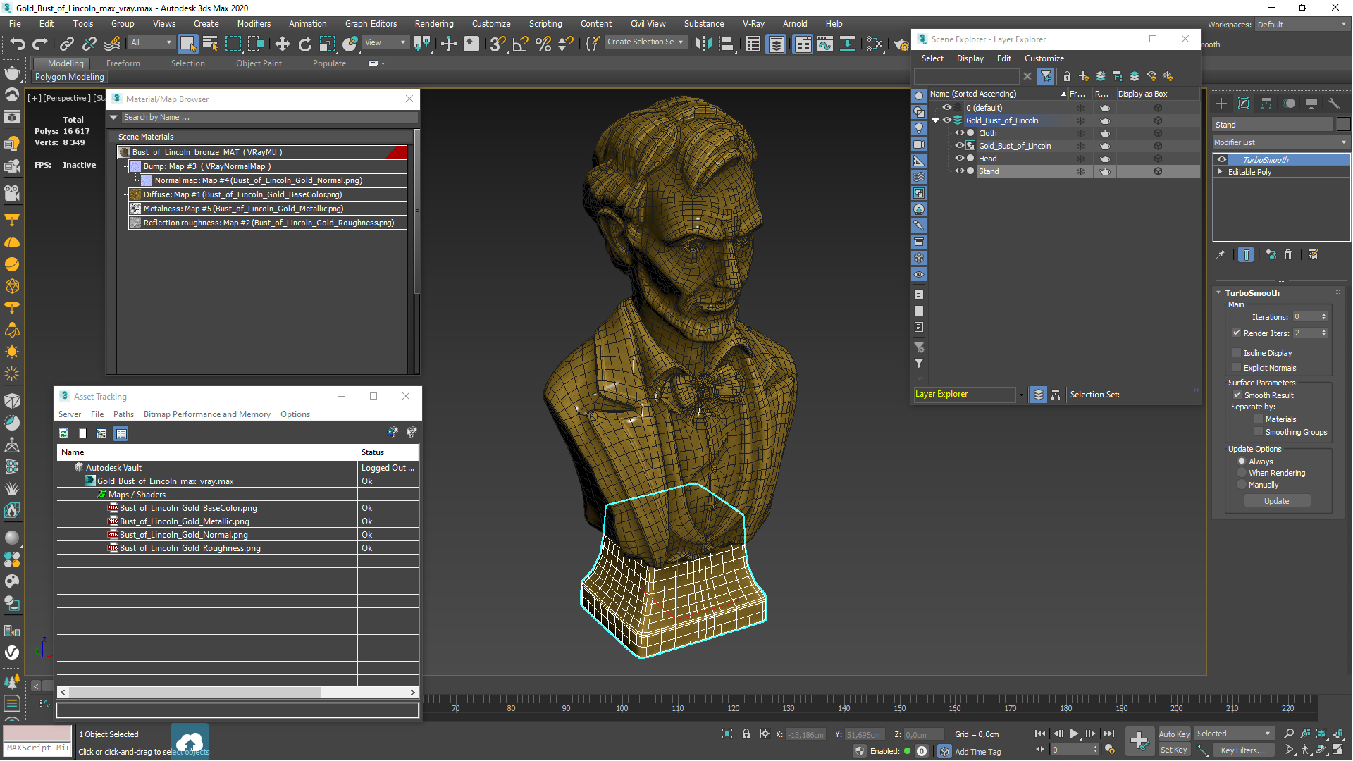 3D model Gold Bust of Lincoln