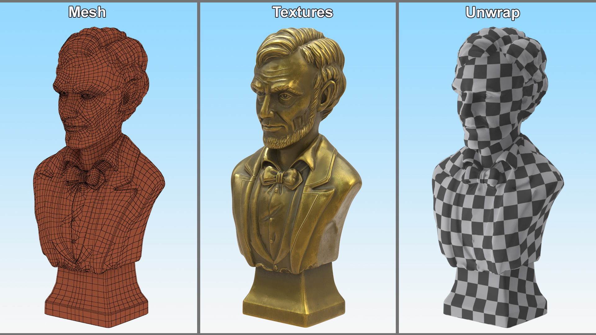 3D model Gold Bust of Lincoln