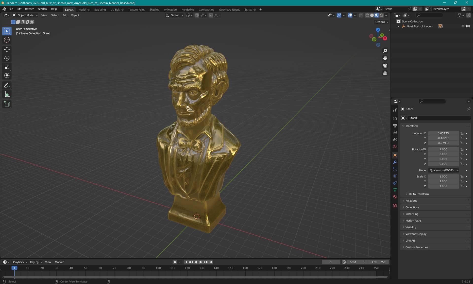 3D model Gold Bust of Lincoln