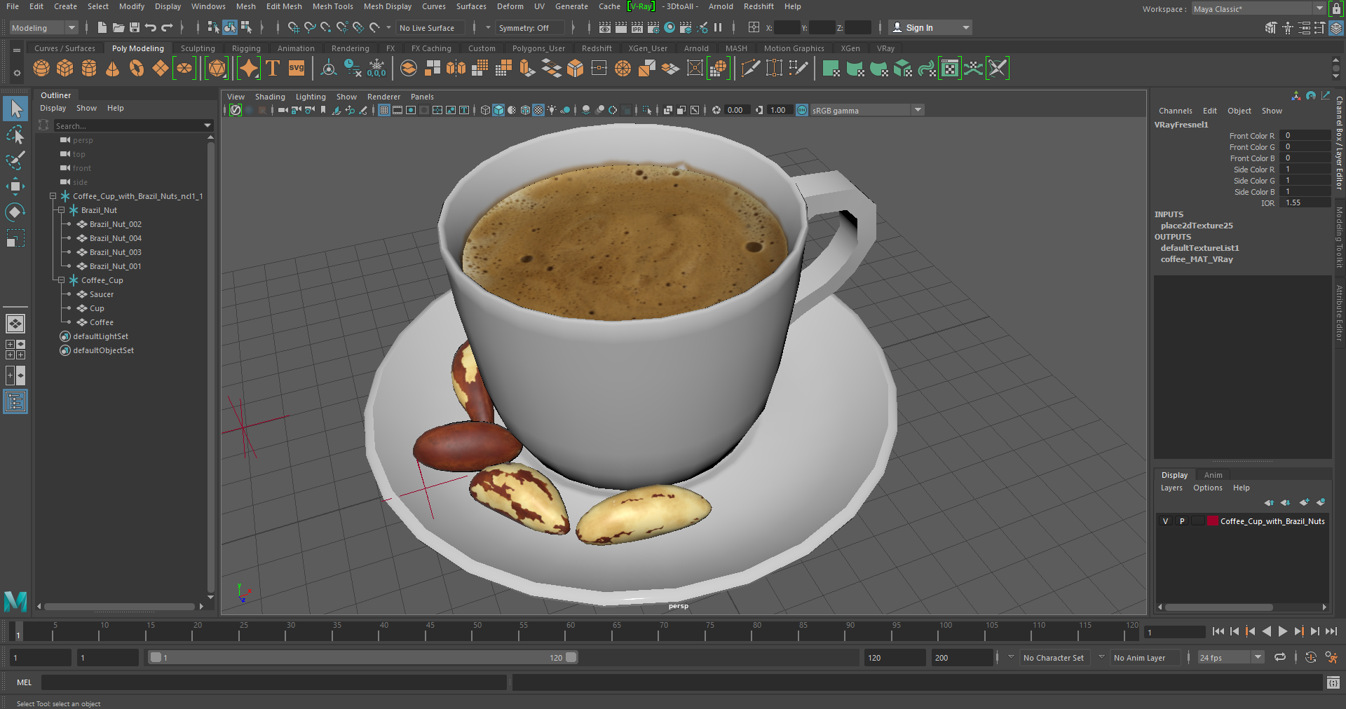 Coffee Cup with Brazil Nuts 3D