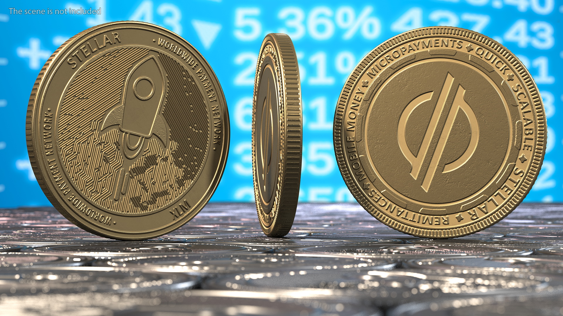 Stellar Lumens XLM Physical Coin Gold 3D