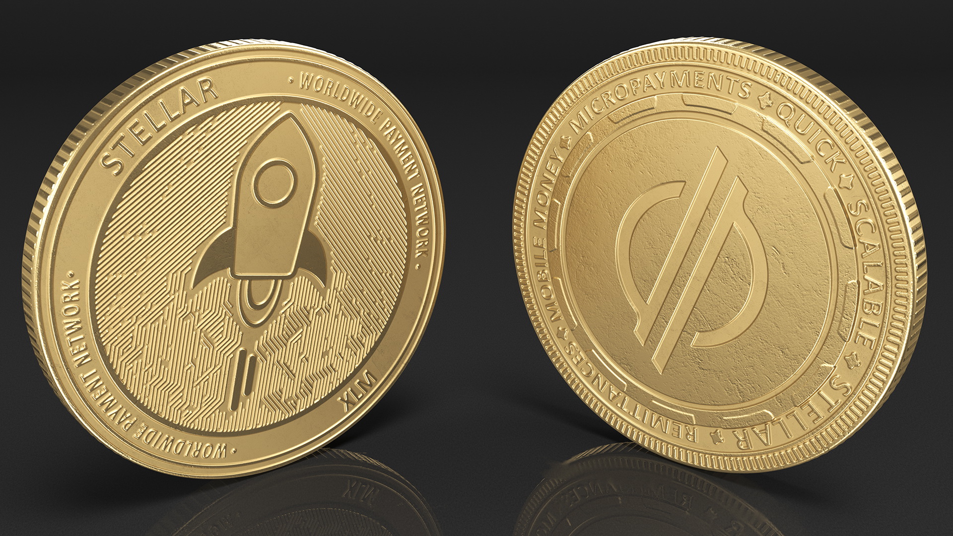 Stellar Lumens XLM Physical Coin Gold 3D