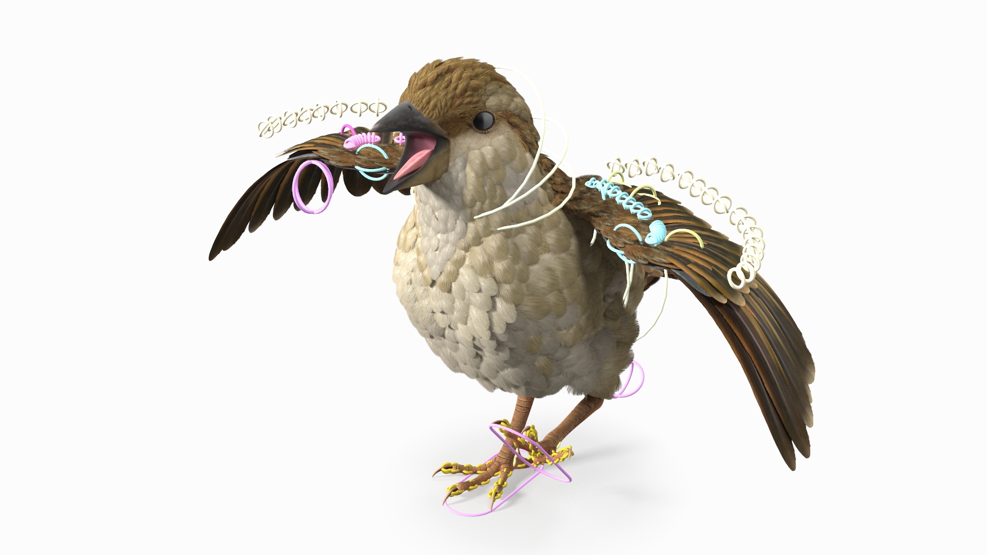 3D model House Sparrow Rigged