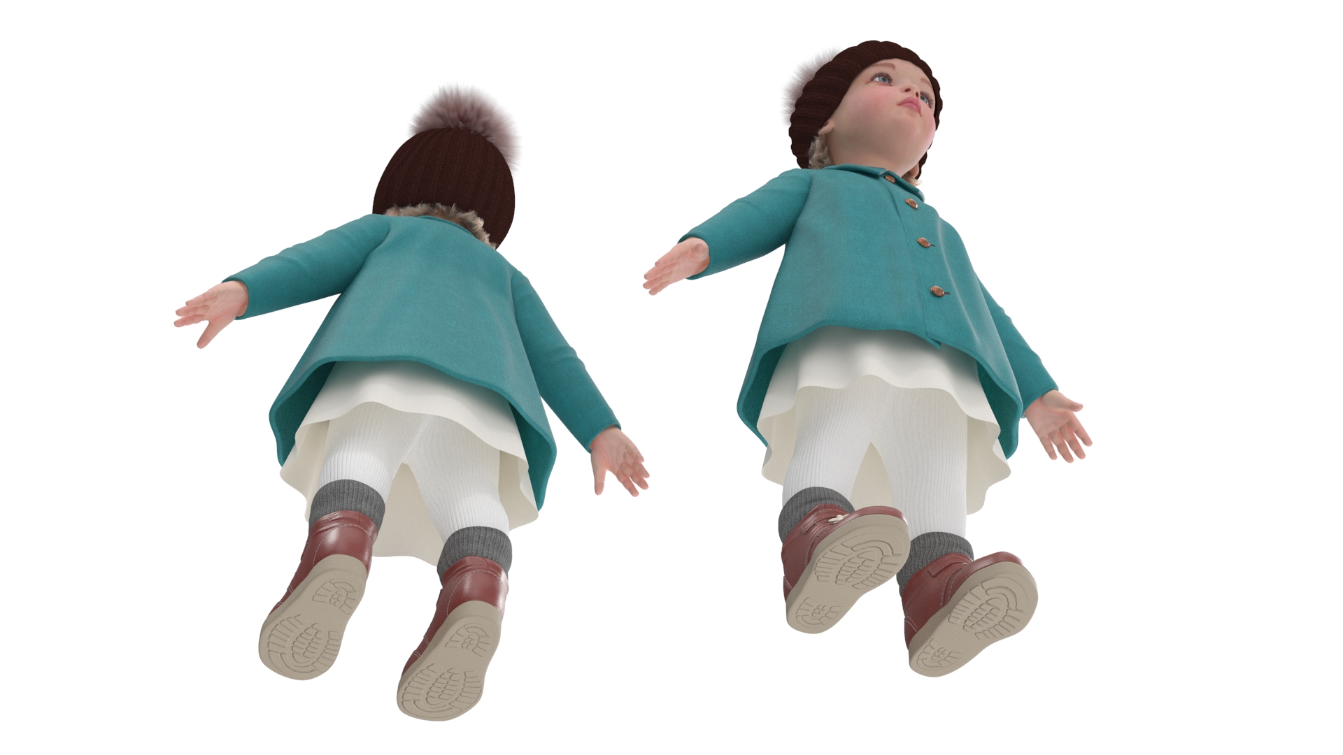 Baby Girl on Carousel Fur Rigged 3D