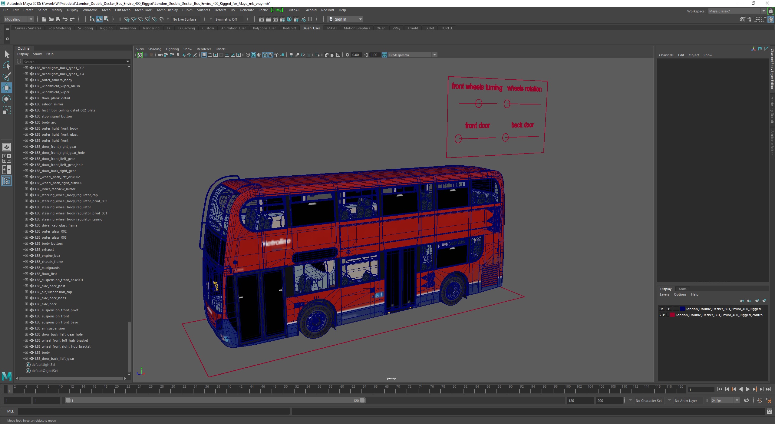 3D London Double Decker Bus Enviro 400 Rigged for Maya