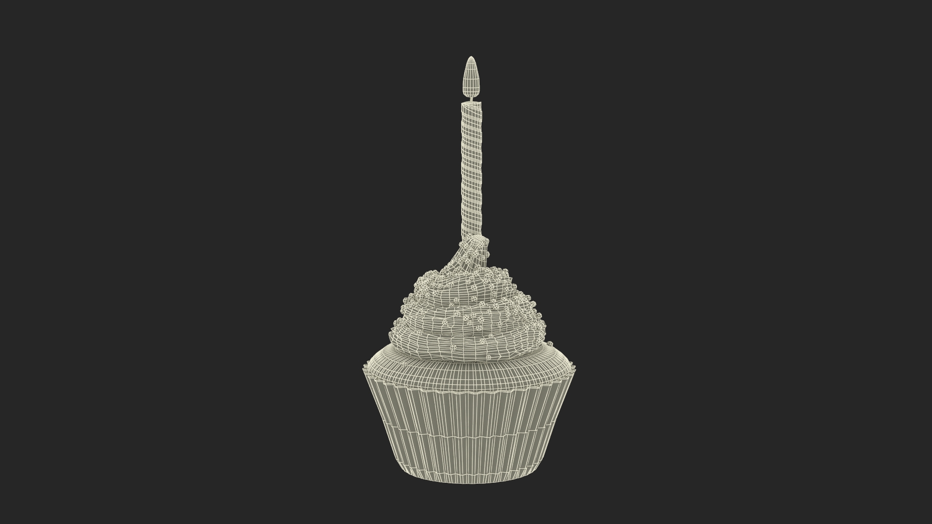 Birthday Cupcake and Candle 3D