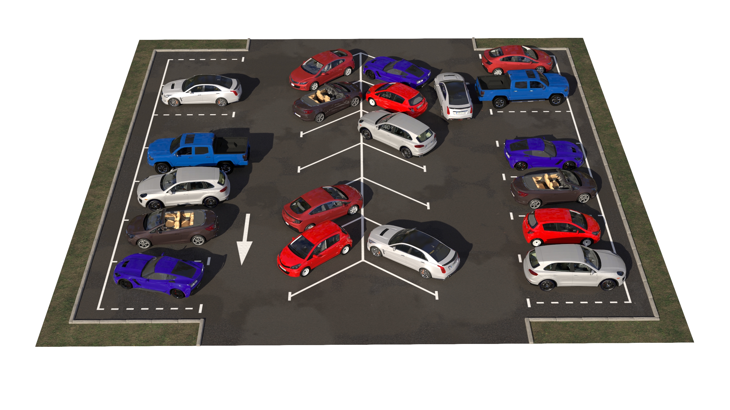 3D On Street Parking 26 Spaces Filled New model