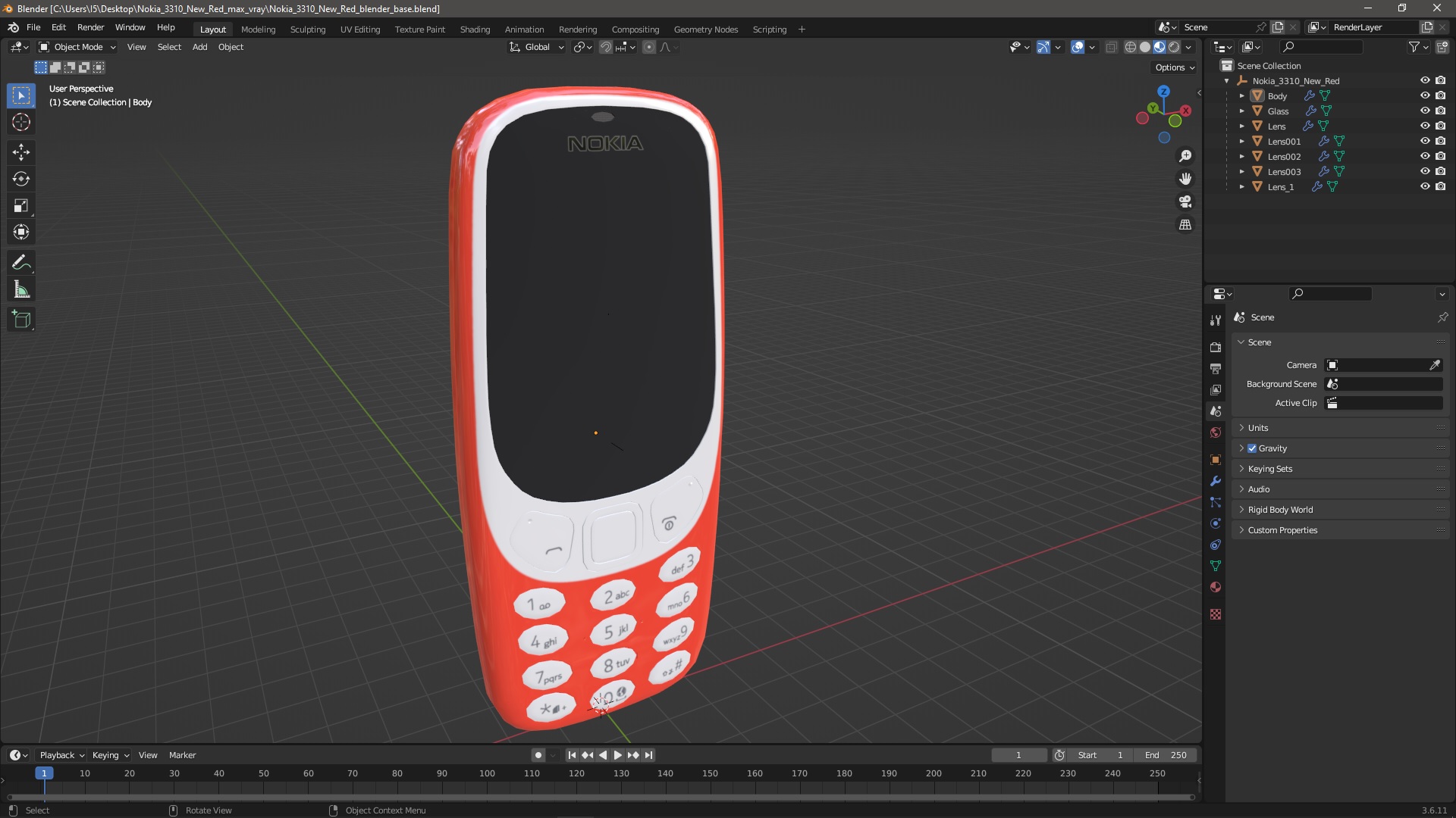 3D Nokia 3310 New Red model