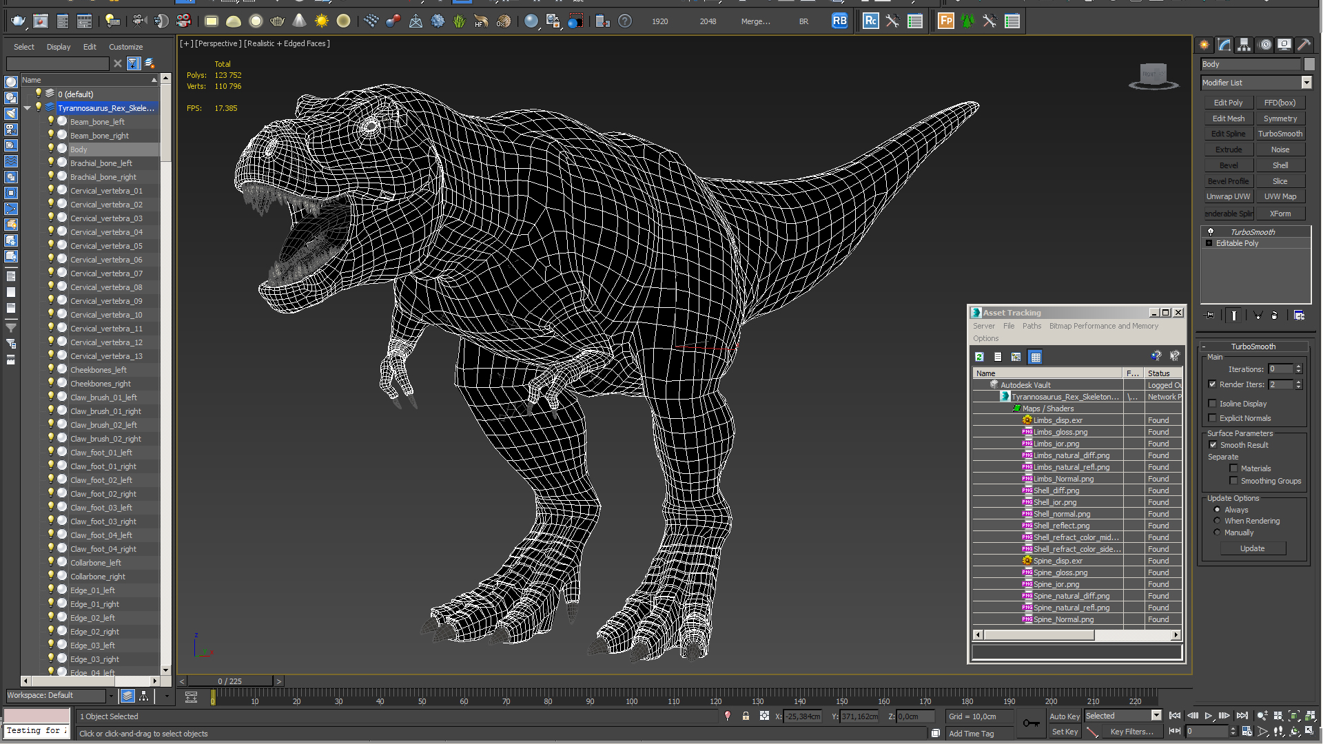 3D Tyrannosaurus Rex Skeleton with Skin