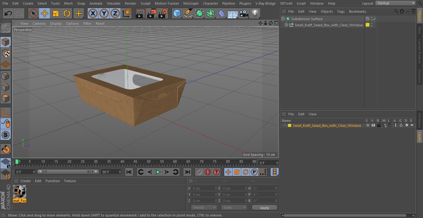 Small Kraft Salad Box with Clear Window 3D model