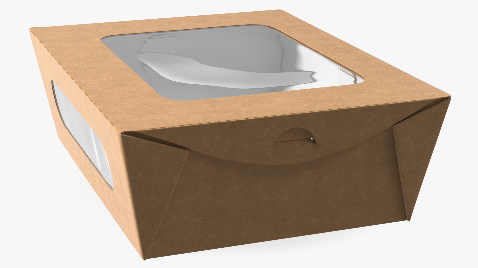 Small Kraft Salad Box with Clear Window 3D model