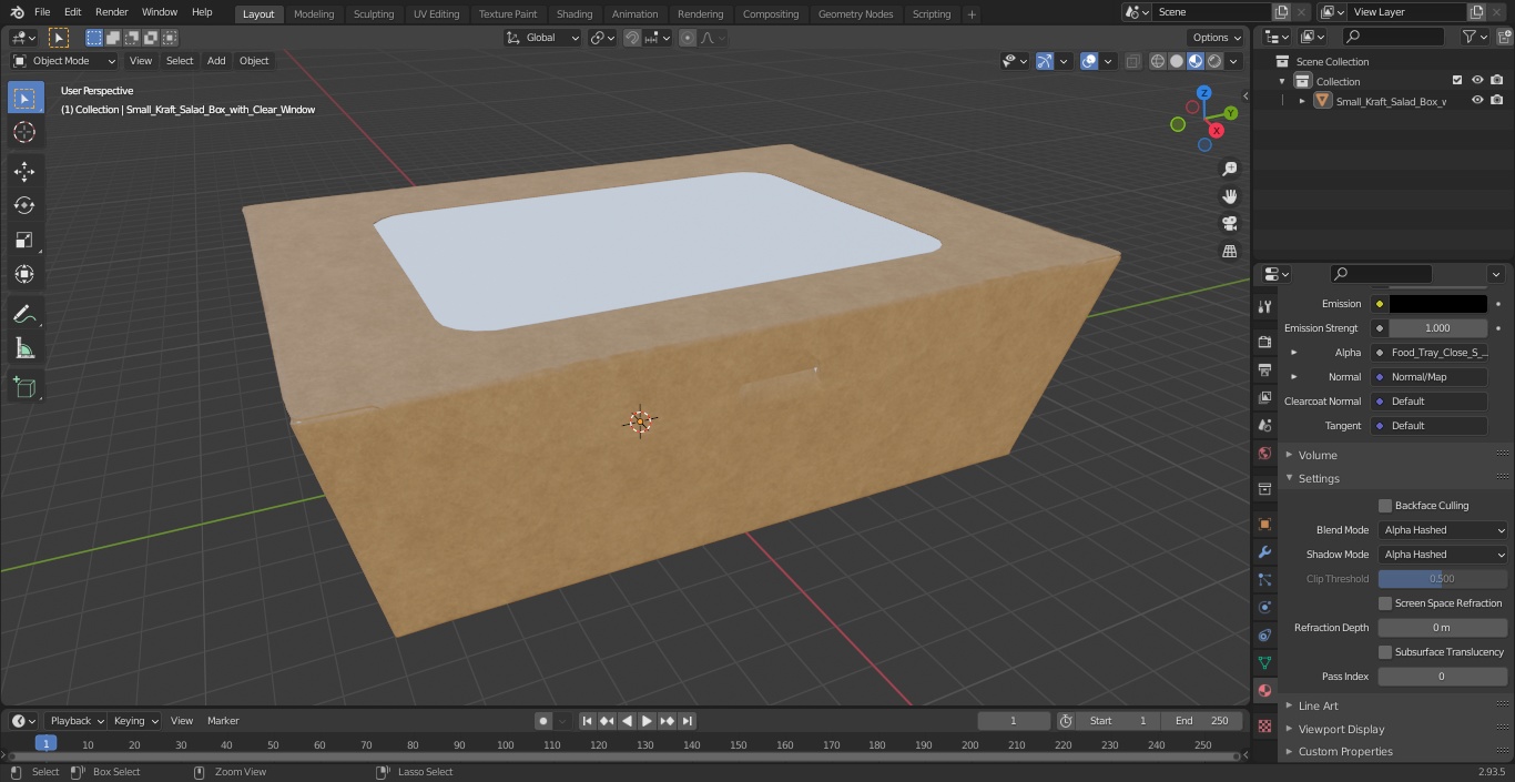 Small Kraft Salad Box with Clear Window 3D model