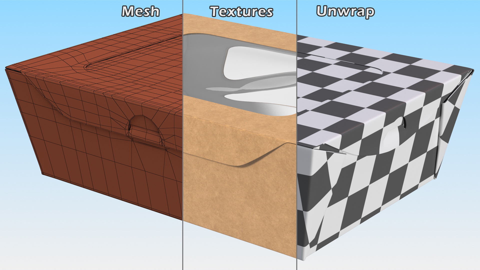 Small Kraft Salad Box with Clear Window 3D model