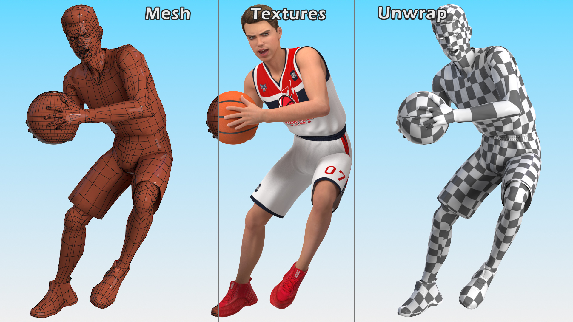 3D model Teenage Boy Playing Basketball