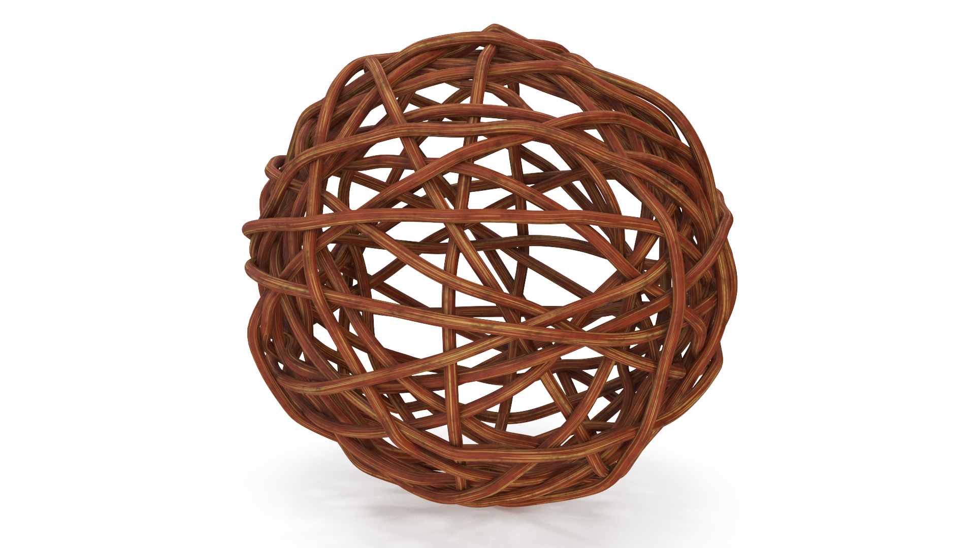 Wood Twig Rattan Wicker Ball Brown 3D model