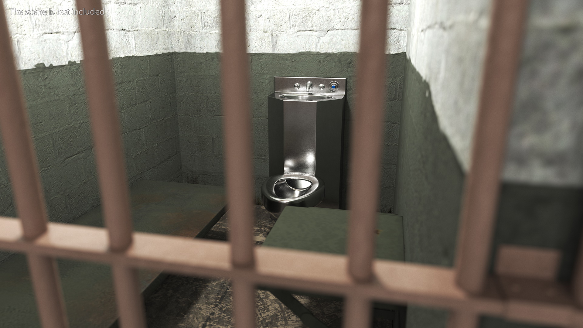 Combined Prison Toilet American Style 3D