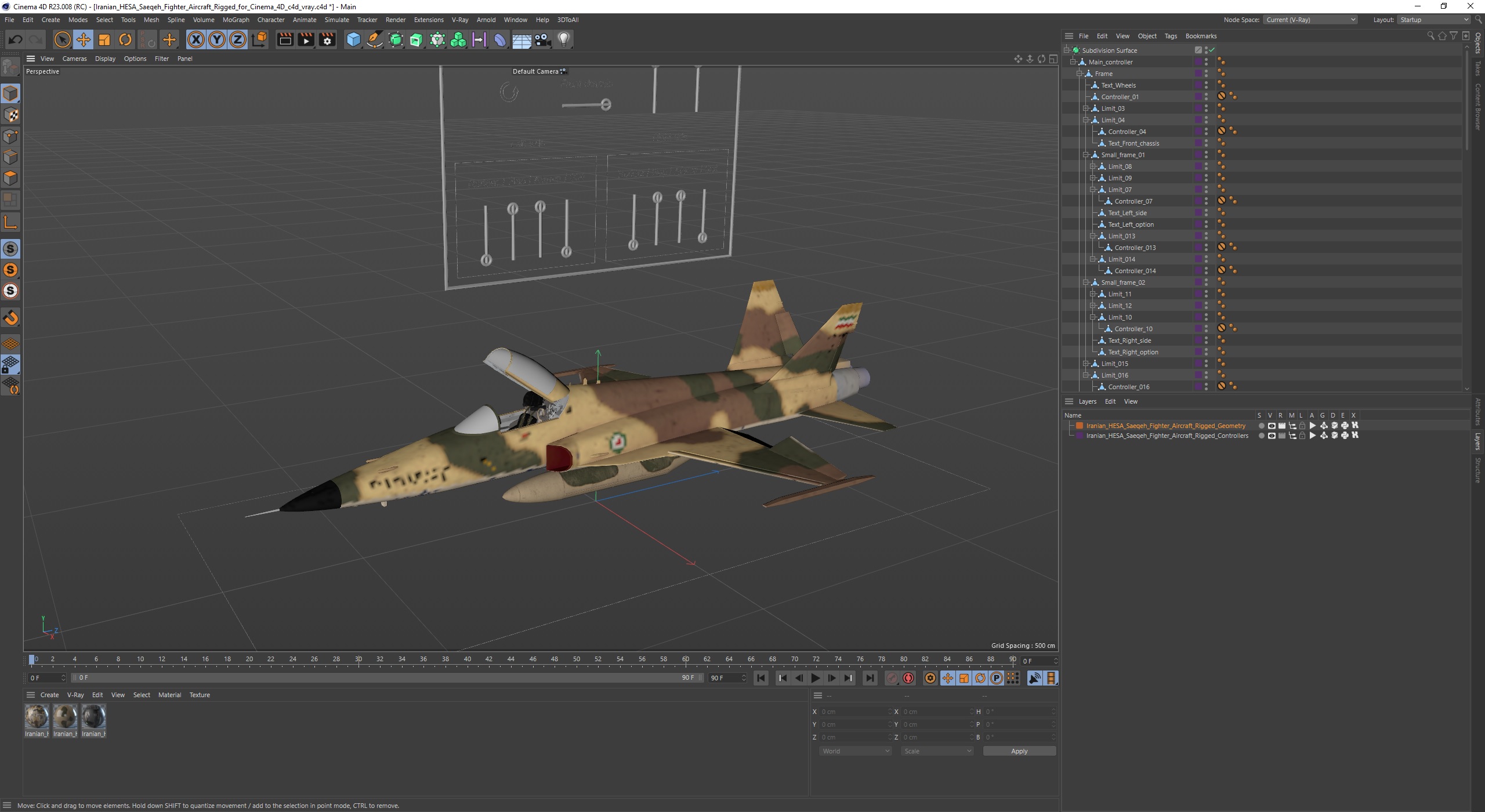 Iranian HESA Saeqeh Fighter Aircraft Rigged for Cinema 4D 3D