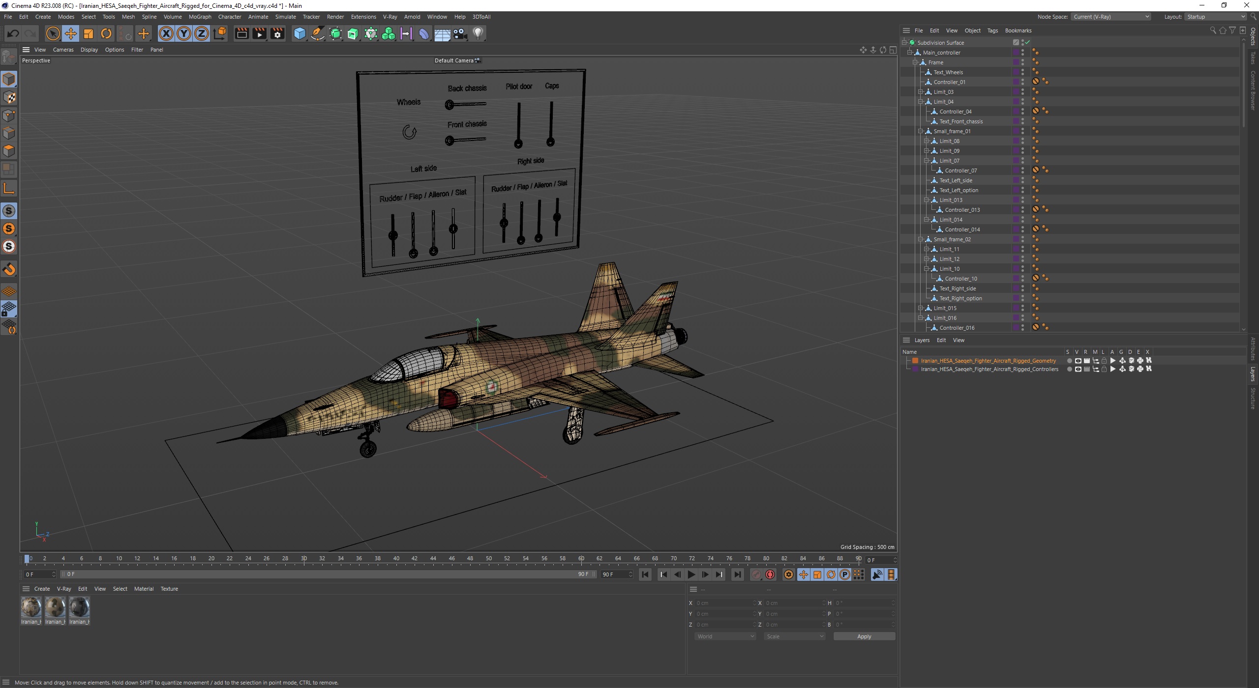 Iranian HESA Saeqeh Fighter Aircraft Rigged for Cinema 4D 3D