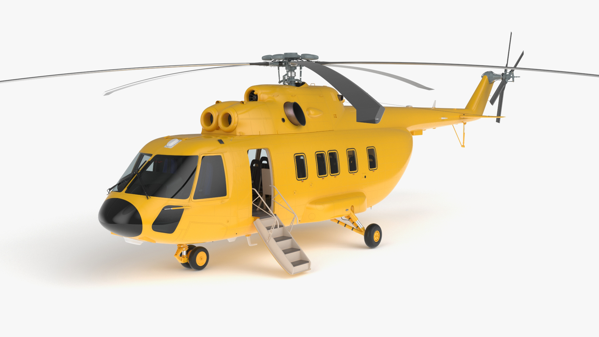 3D Offshore Cargo Helicopter Yellow Rigged for Cinema 4D model