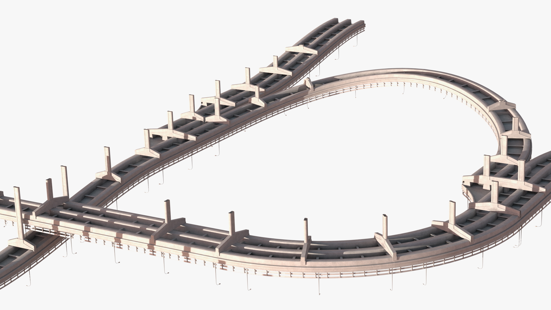 Connectable Highway Road Elements Multi Level Interchange 3D