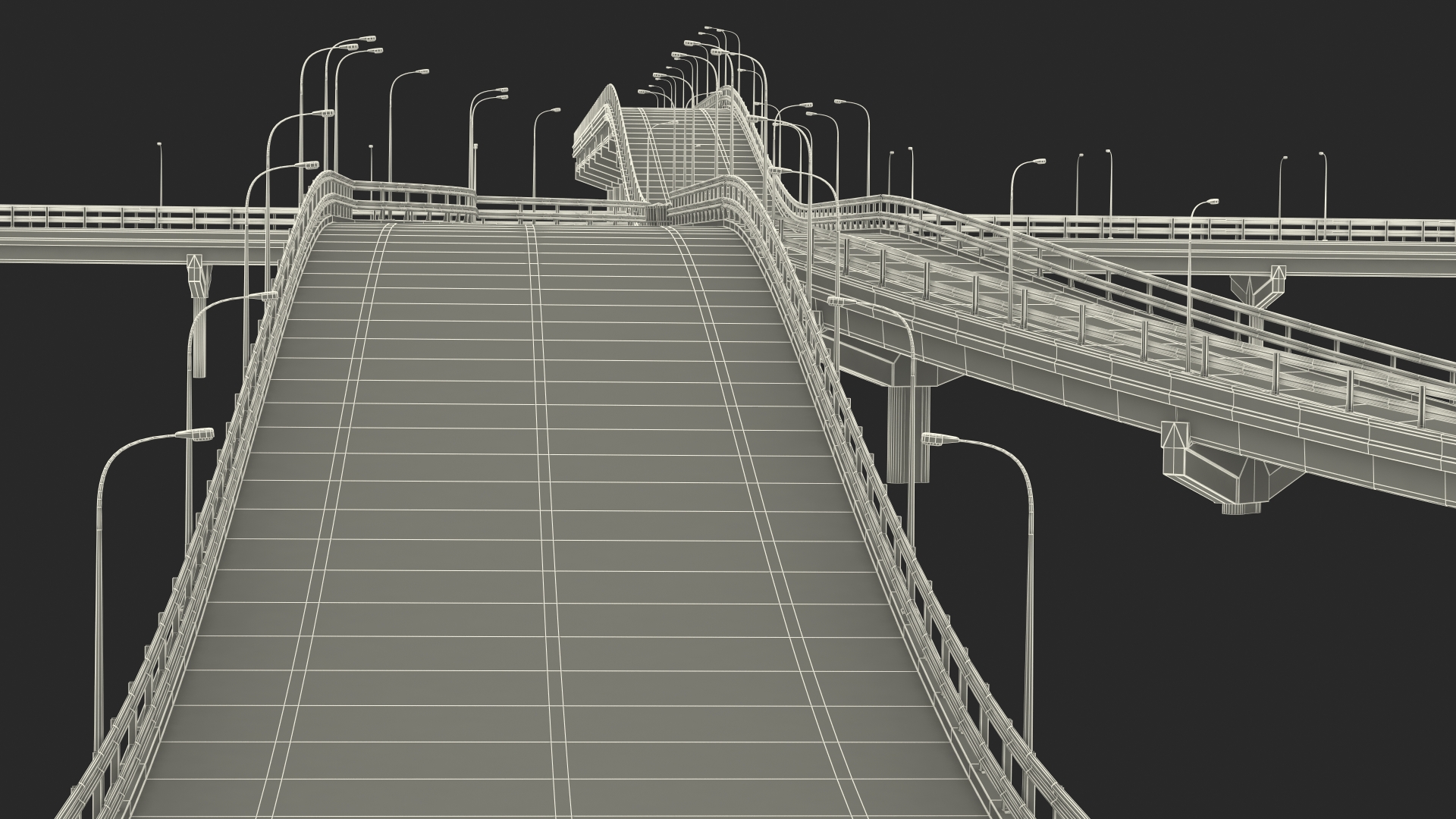 Connectable Highway Road Elements Multi Level Interchange 3D