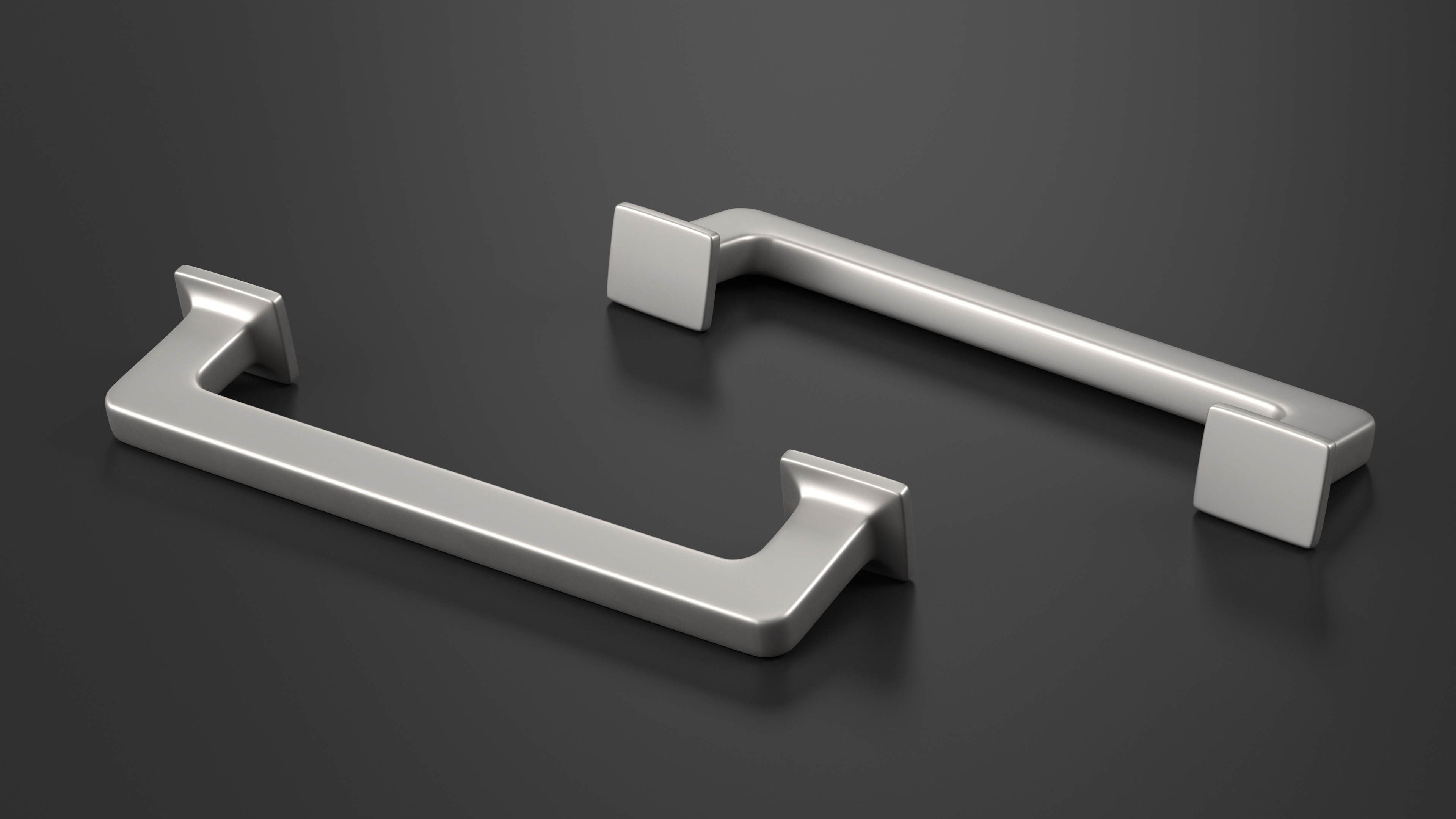 3D Kitchen Cabinet Handle Footed Silver