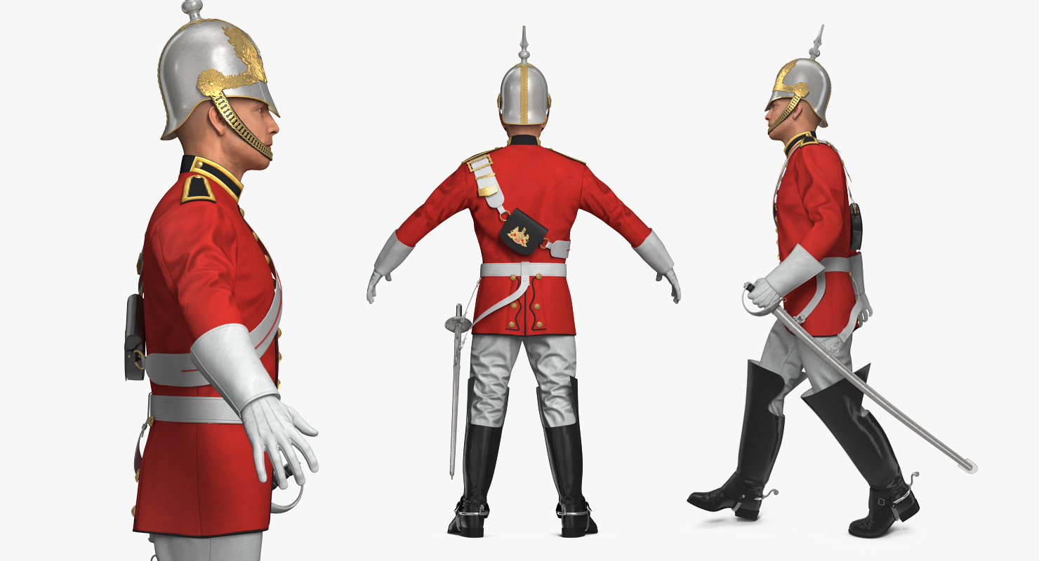 3D Queens Royal Soldier Lifeguards Cavalry Rigged