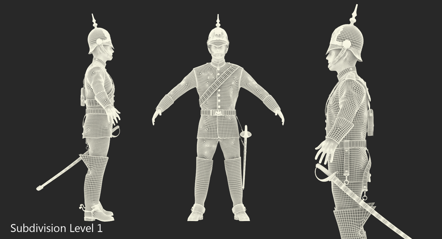 3D Queens Royal Soldier Lifeguards Cavalry Rigged