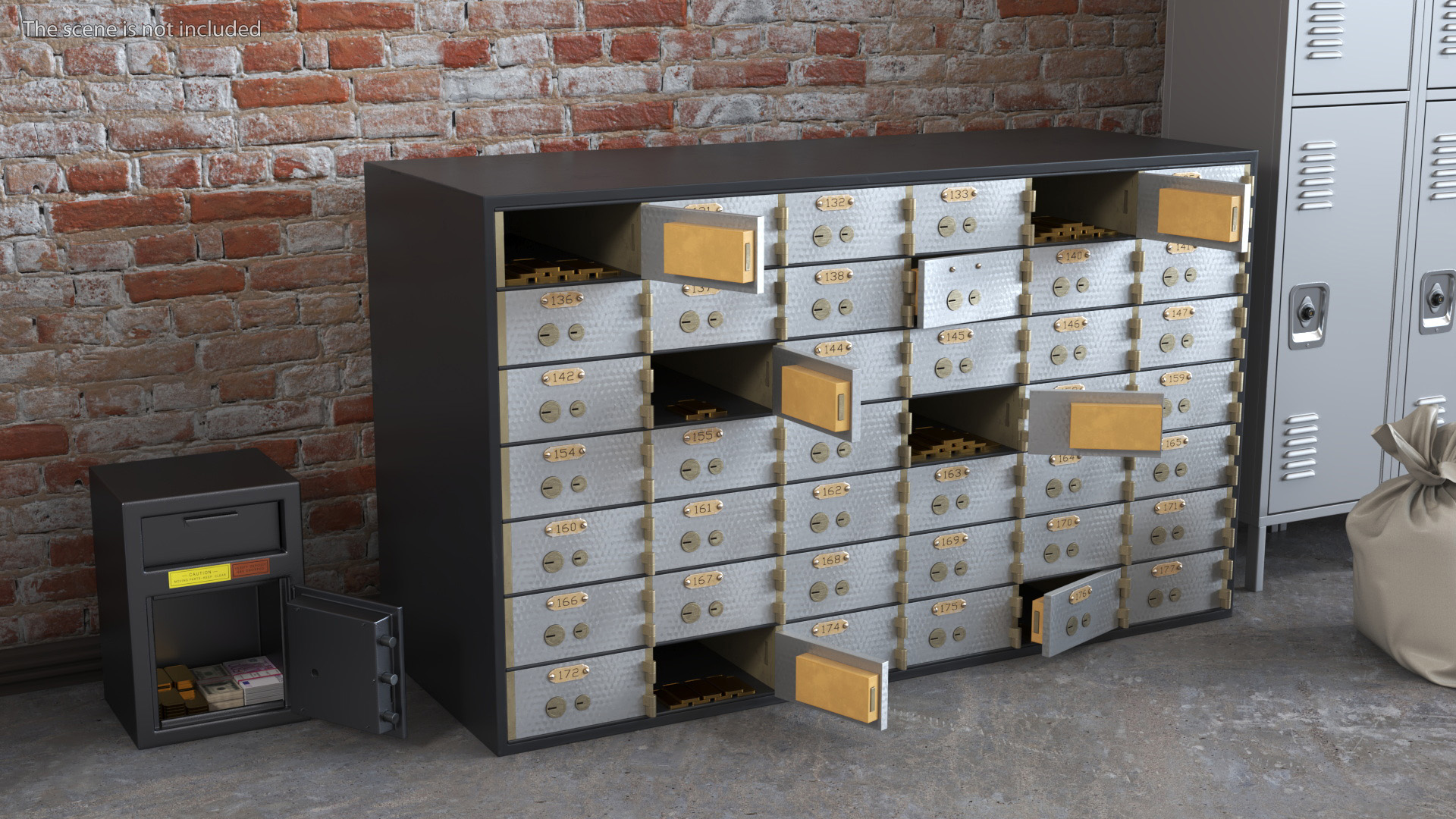 3D Safety Deposit Box With Gold Bars model