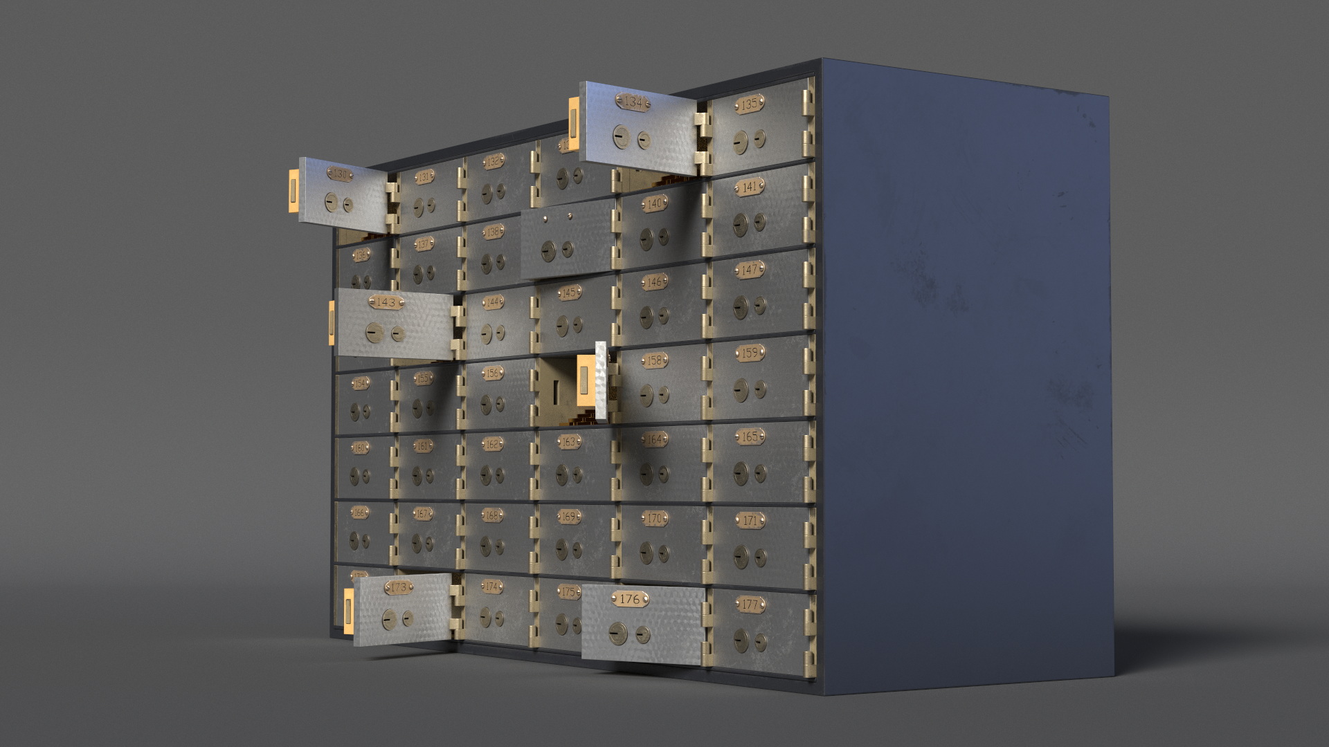 3D Safety Deposit Box With Gold Bars model