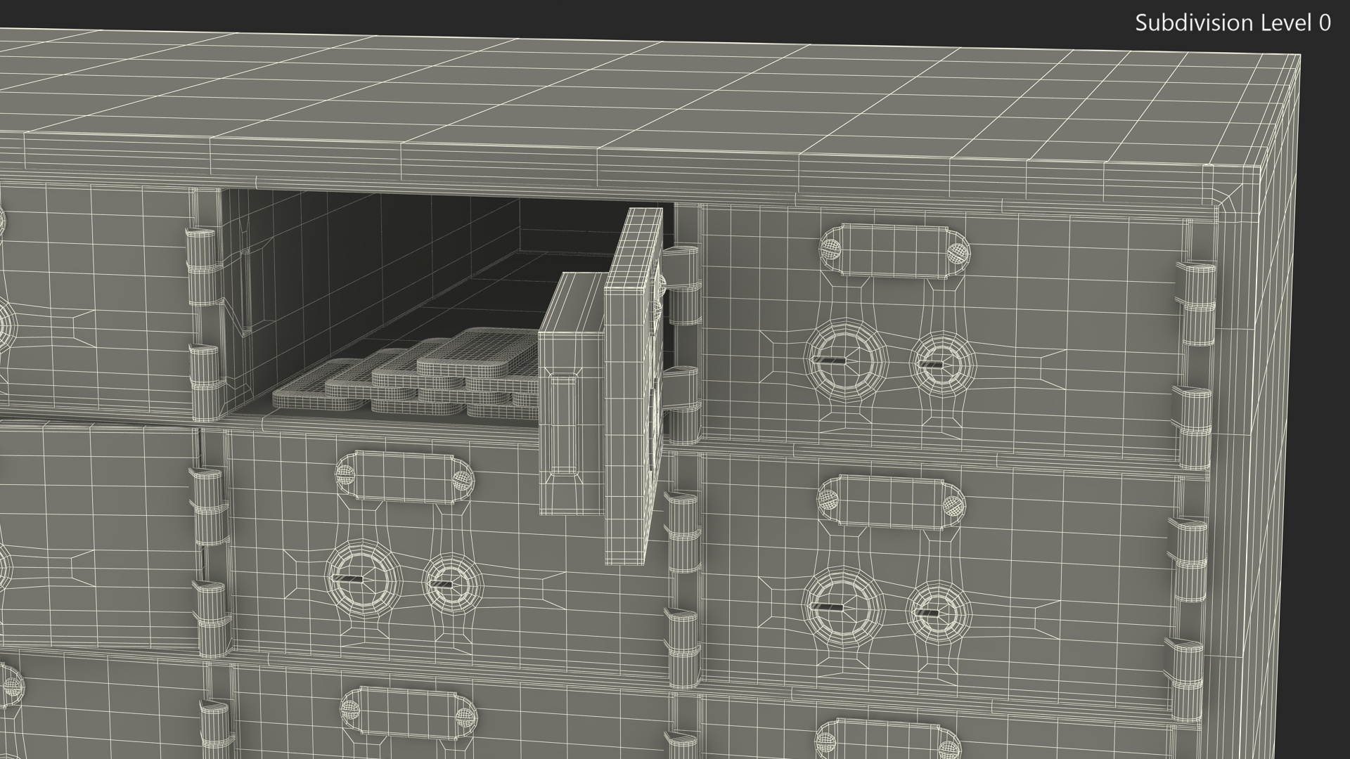 3D Safety Deposit Box With Gold Bars model