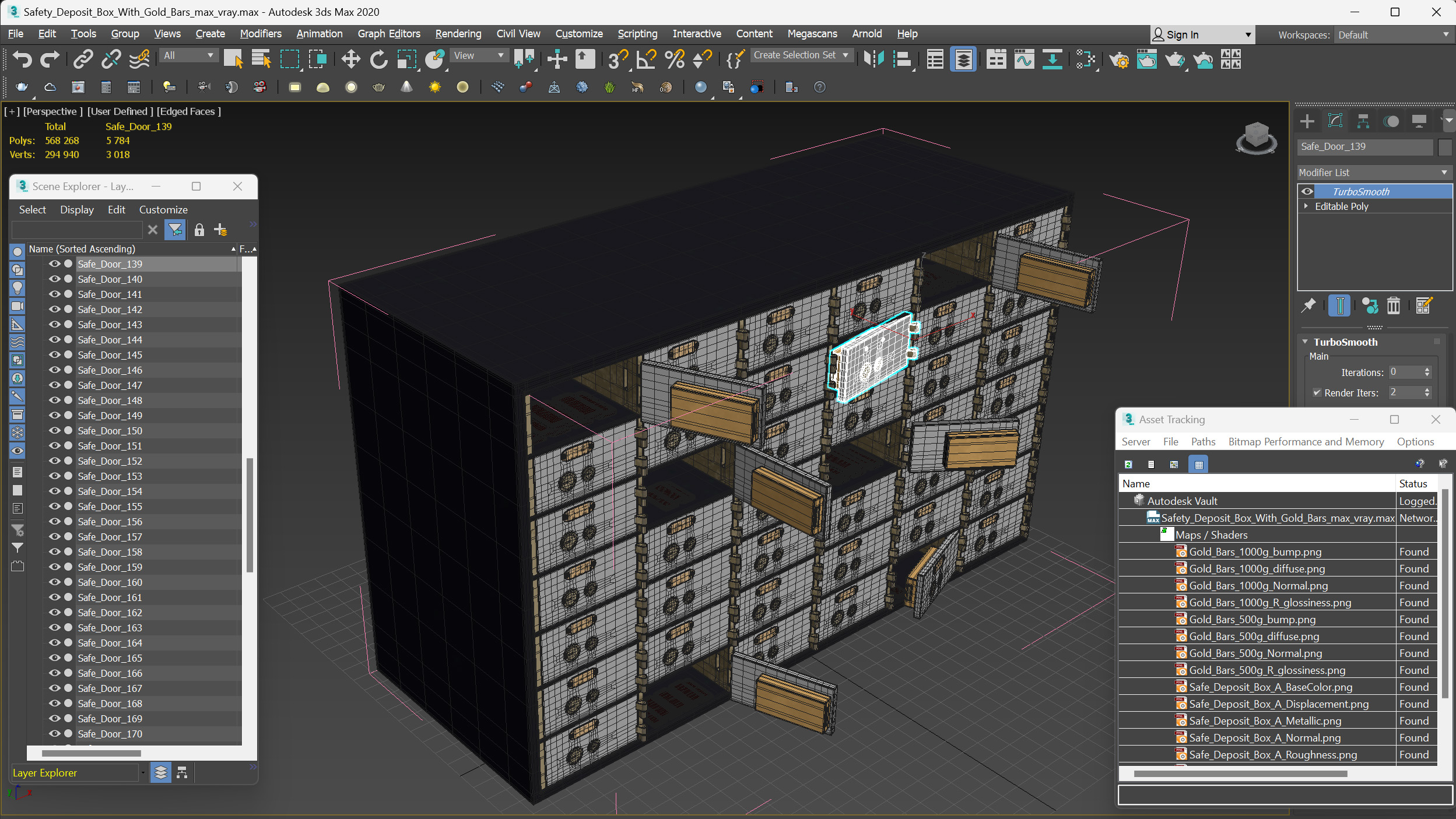 3D Safety Deposit Box With Gold Bars model