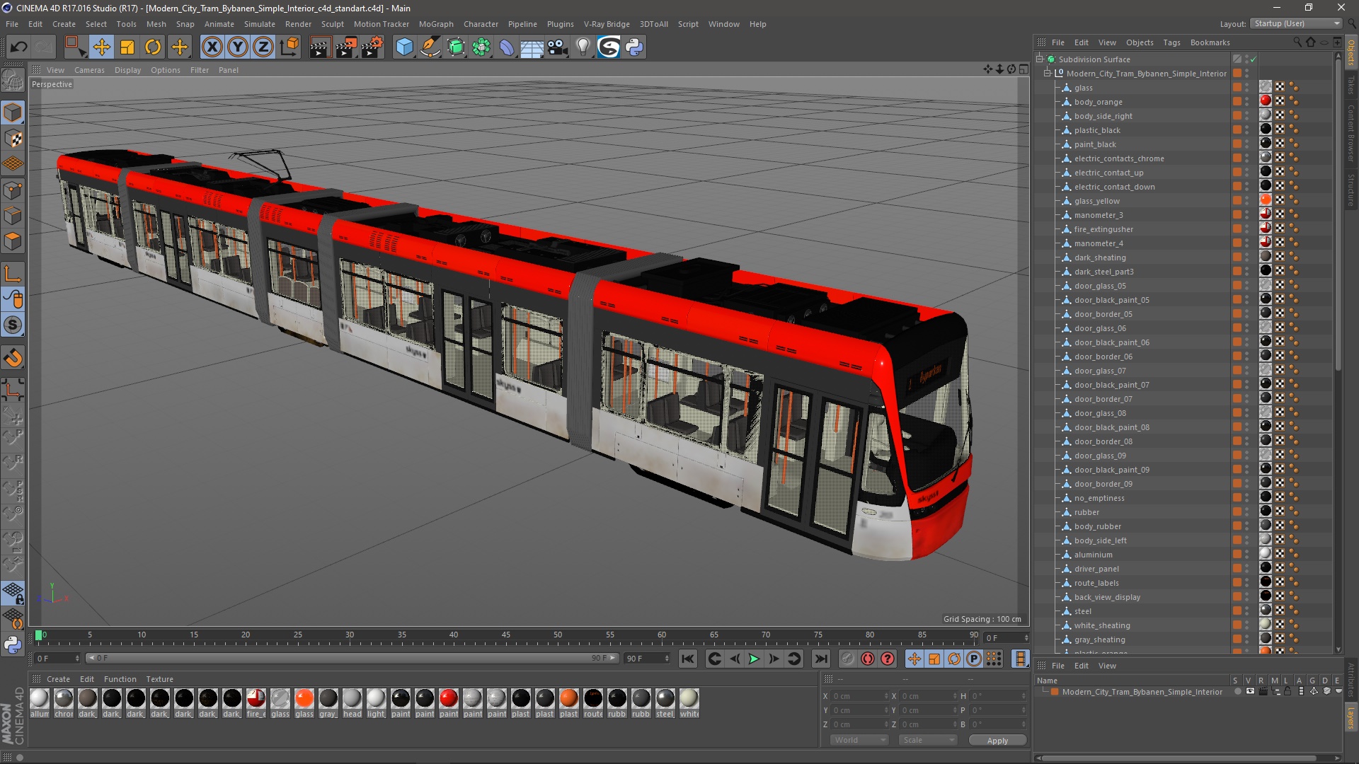 3D model Modern City Tram Bybanen Simple Interior