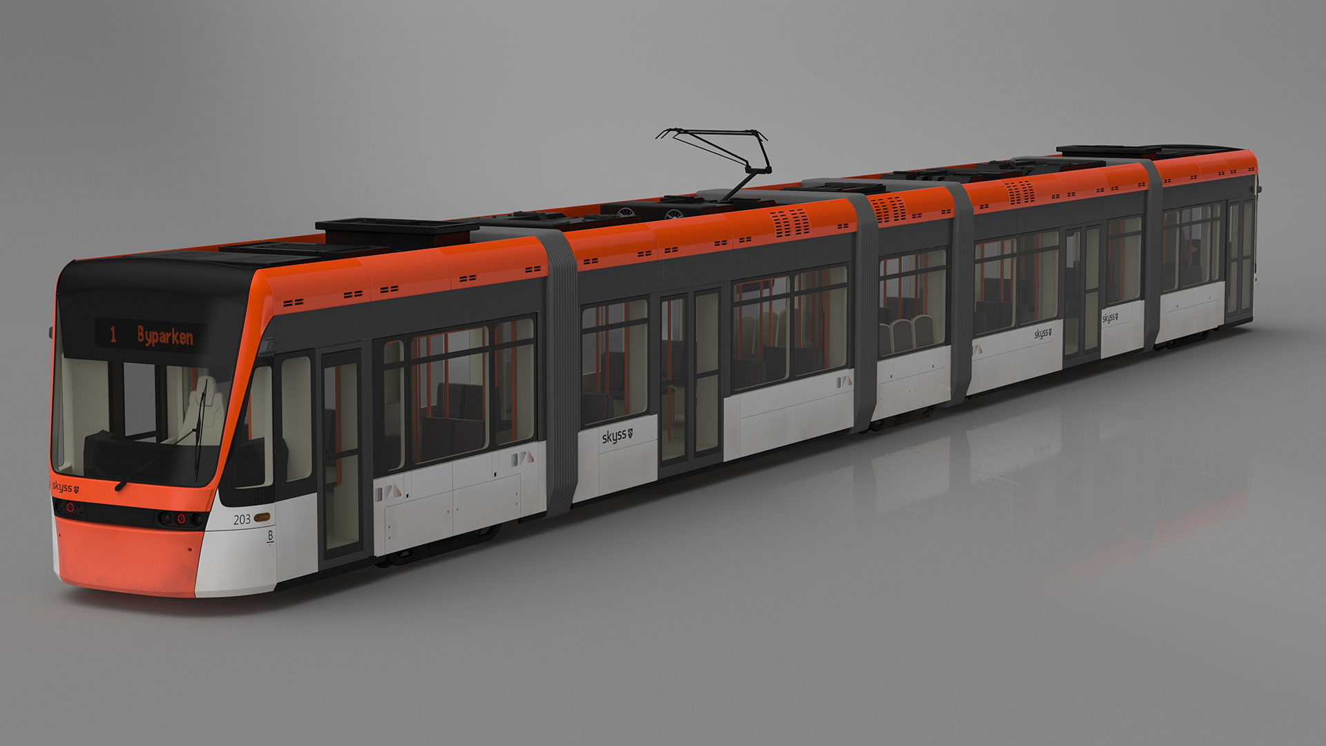 3D model Modern City Tram Bybanen Simple Interior