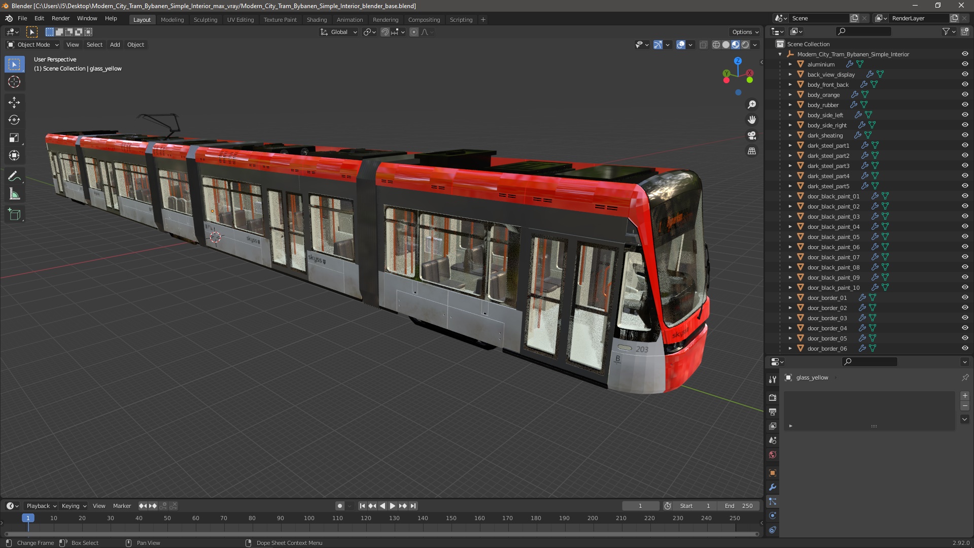 3D model Modern City Tram Bybanen Simple Interior