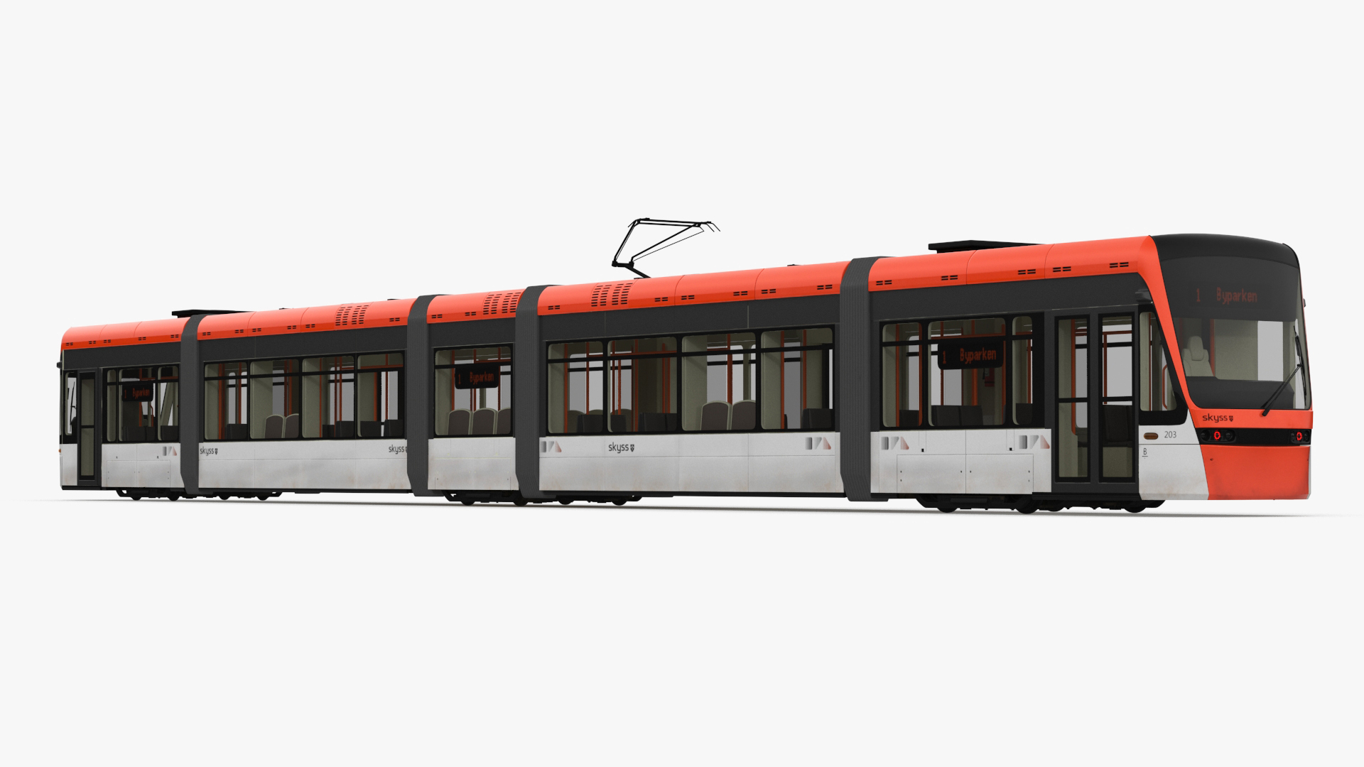 3D model Modern City Tram Bybanen Simple Interior