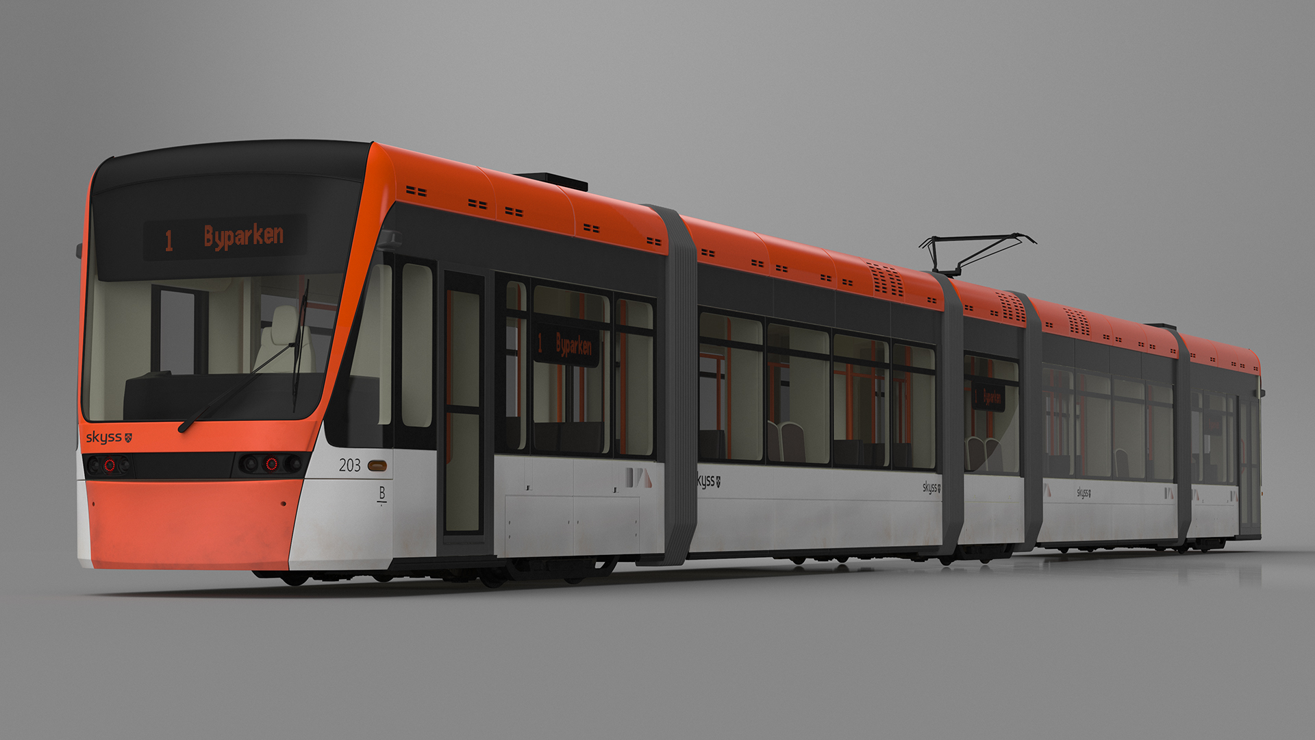 3D model Modern City Tram Bybanen Simple Interior