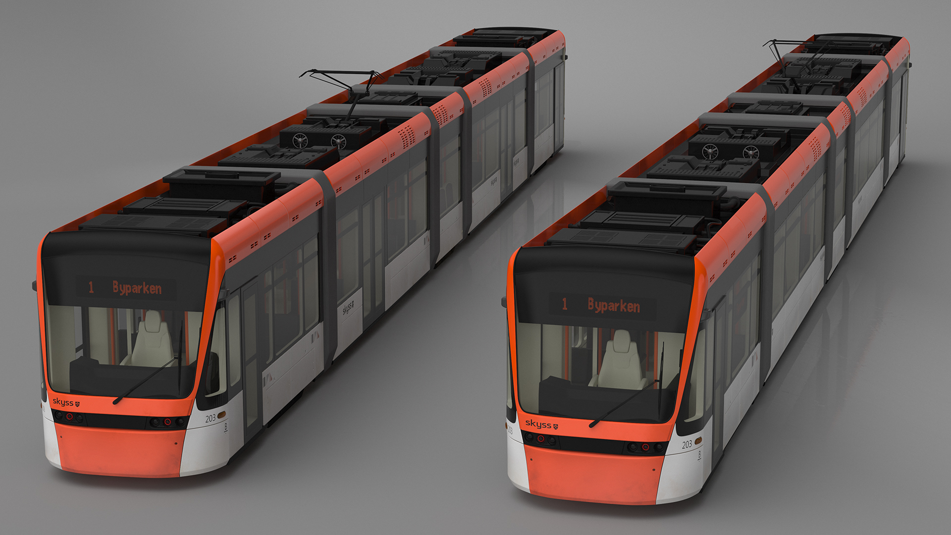 3D model Modern City Tram Bybanen Simple Interior