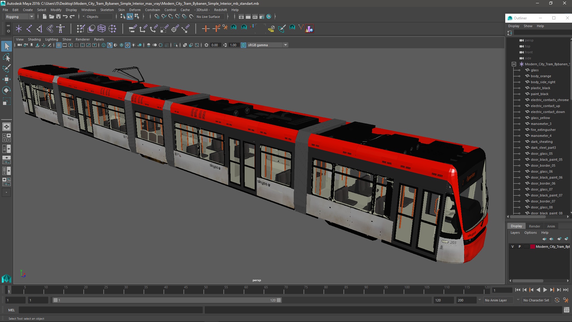 3D model Modern City Tram Bybanen Simple Interior