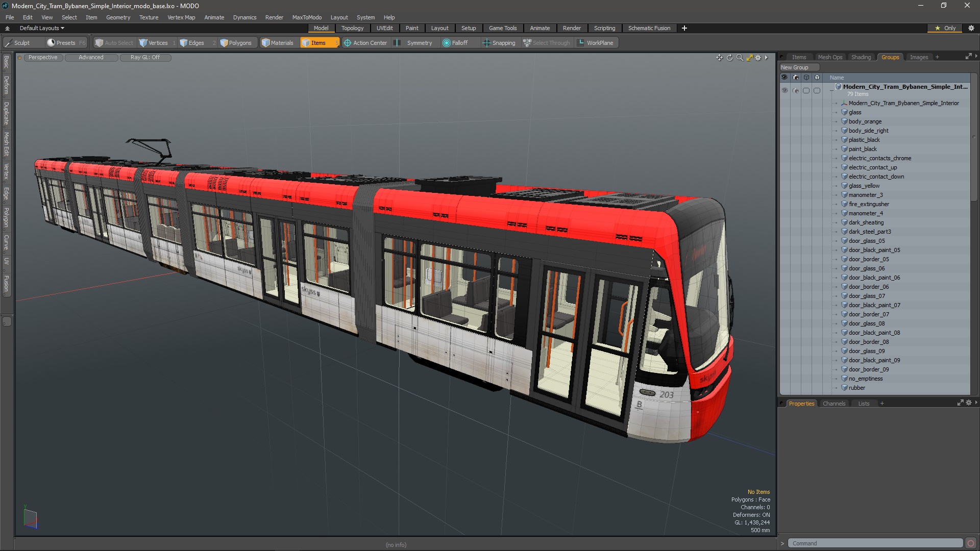 3D model Modern City Tram Bybanen Simple Interior