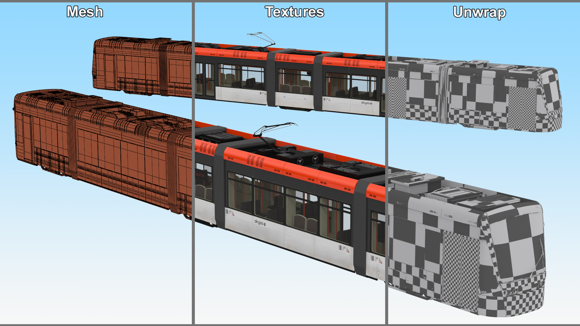 3D model Modern City Tram Bybanen Simple Interior