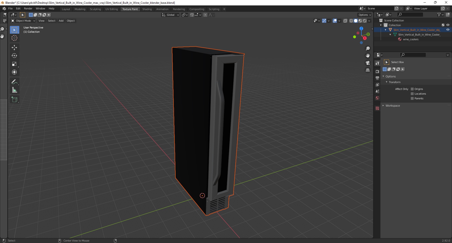 Slim Vertical Built in Wine Cooler 3D model