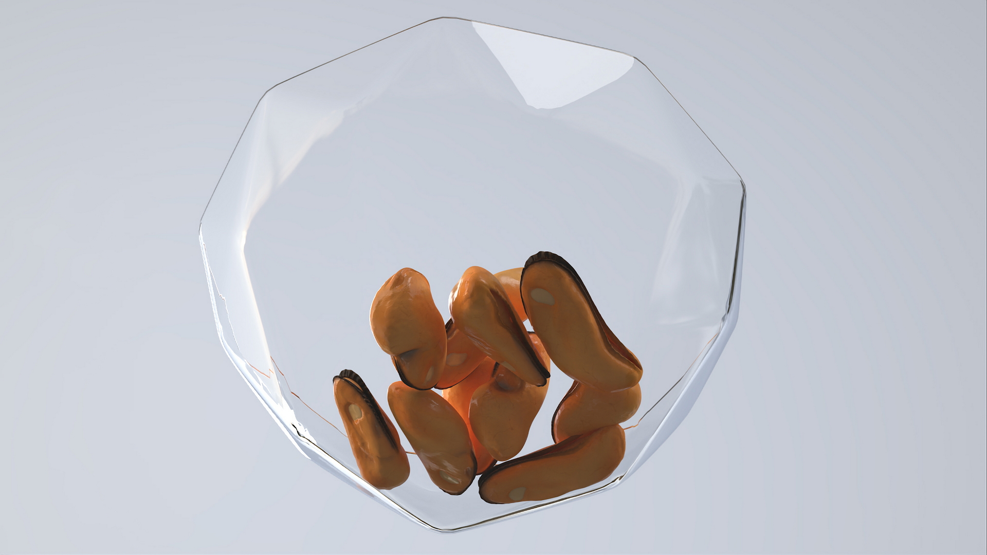 3D model Cleaned Boiled Mussels in Bowl