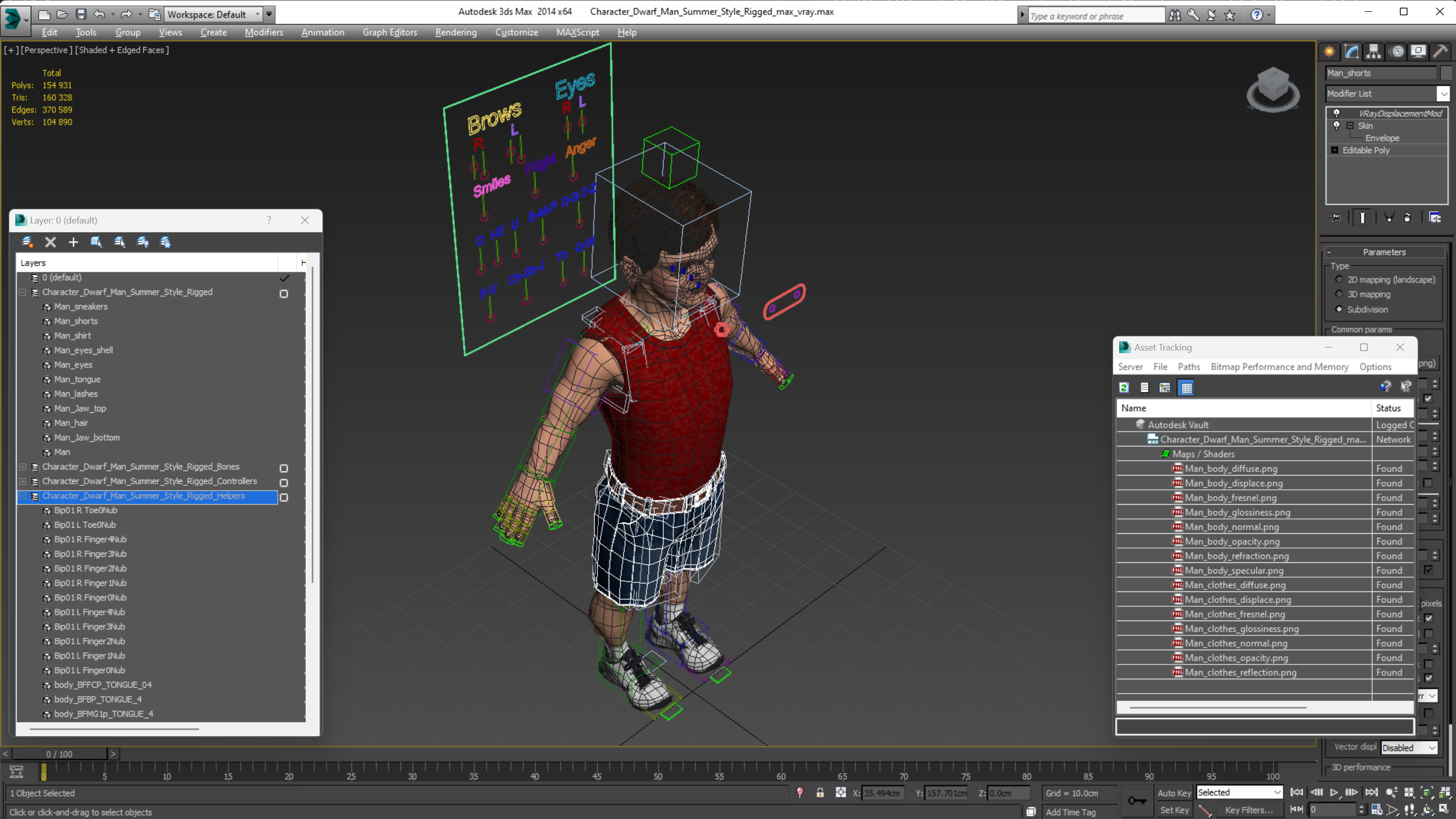 3D Character Dwarf Man Summer Style Rigged for Maya model