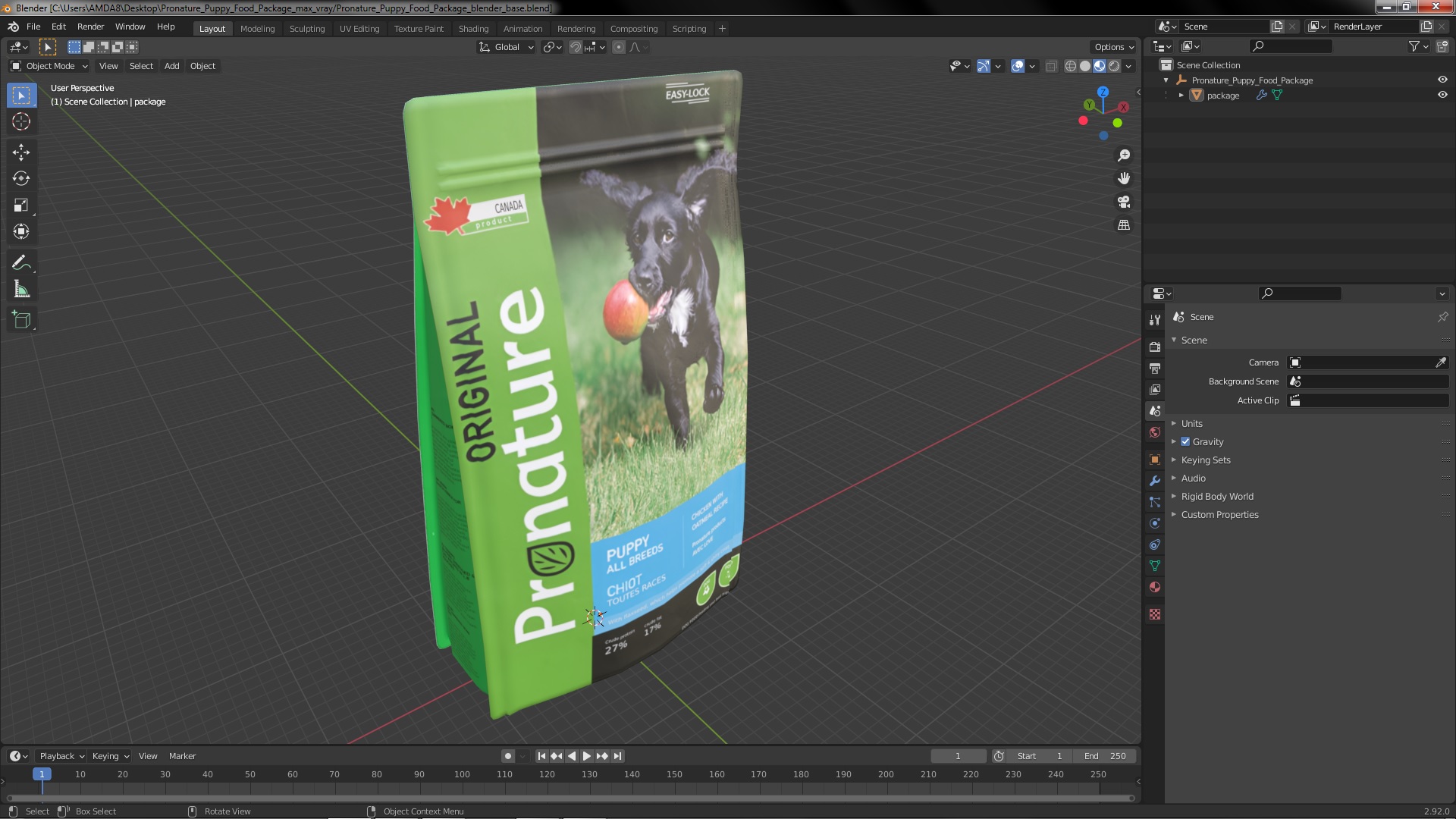 3D Pronature Puppy Food Package model