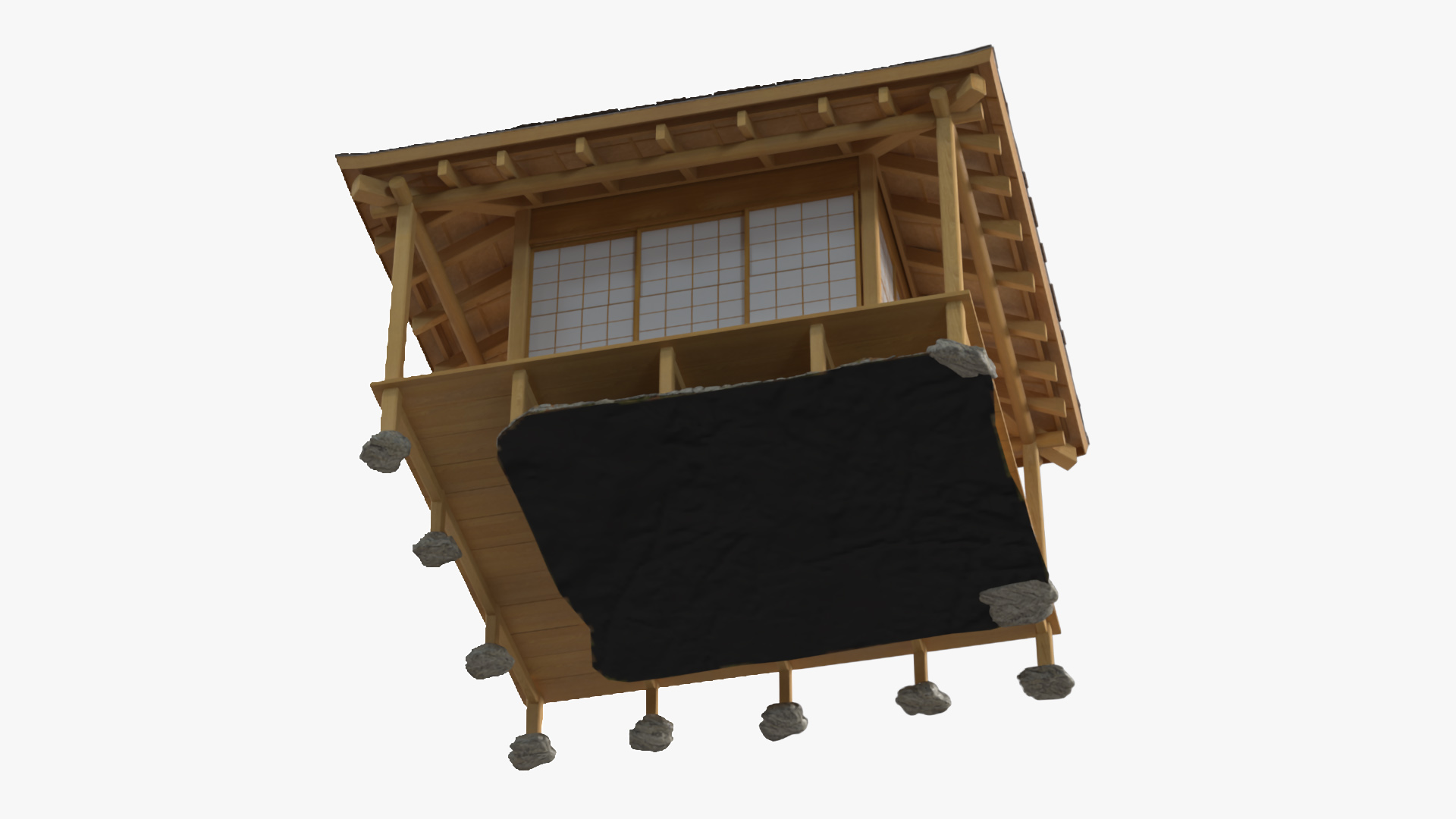 3D Japanese Man Having Tea in Traditional Tea House model